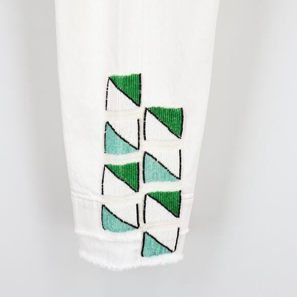 Levi's Made & Crafted Slim Crop Hand Beaded Straight Leg Jean In White Size 30 - Picture 6 of 10